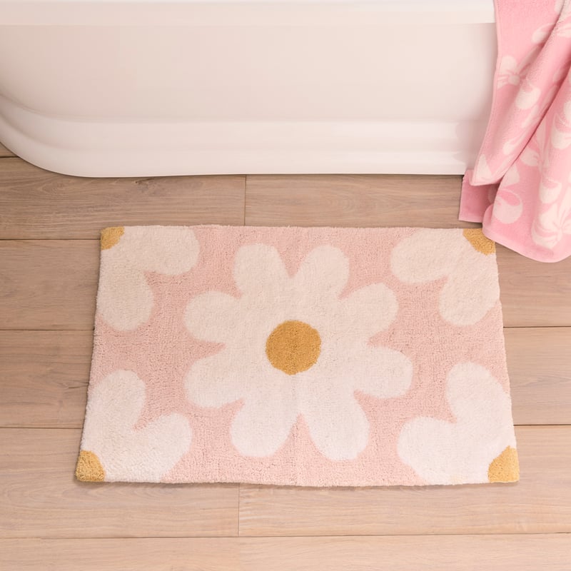 Daisy Floral Pink Bath Mat