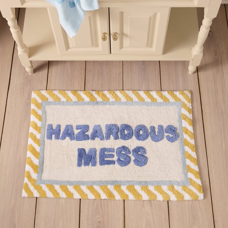 Hazardous Mess Blue & Yellow Bath Mat
