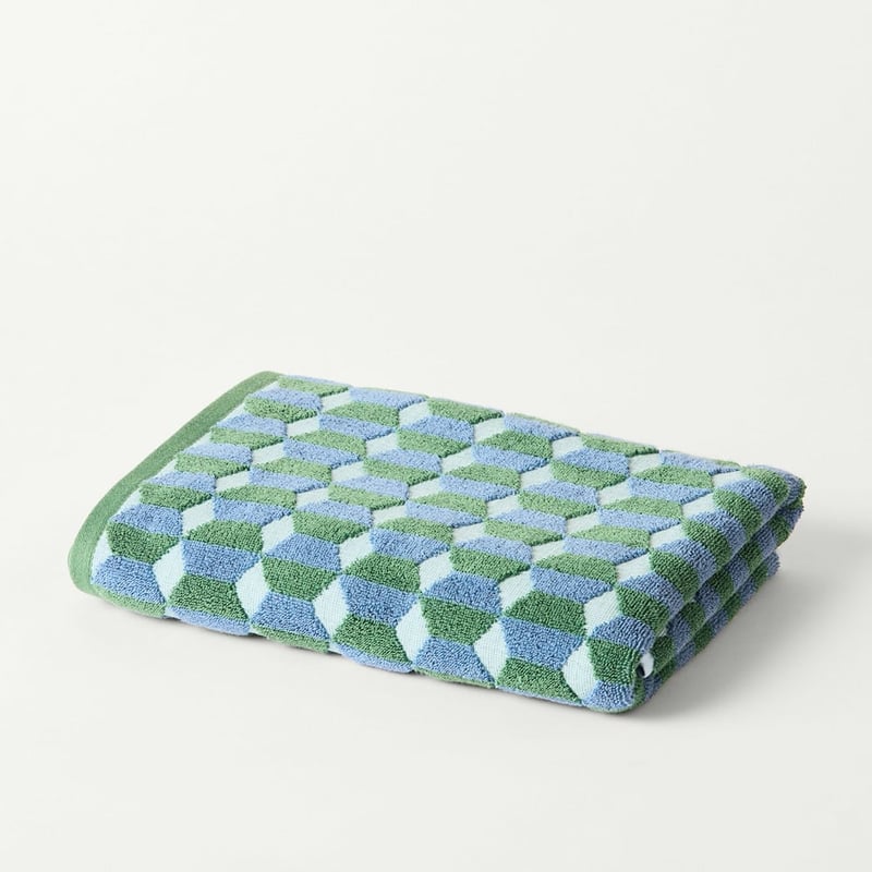 Geo Blue & Green Bath Towel
