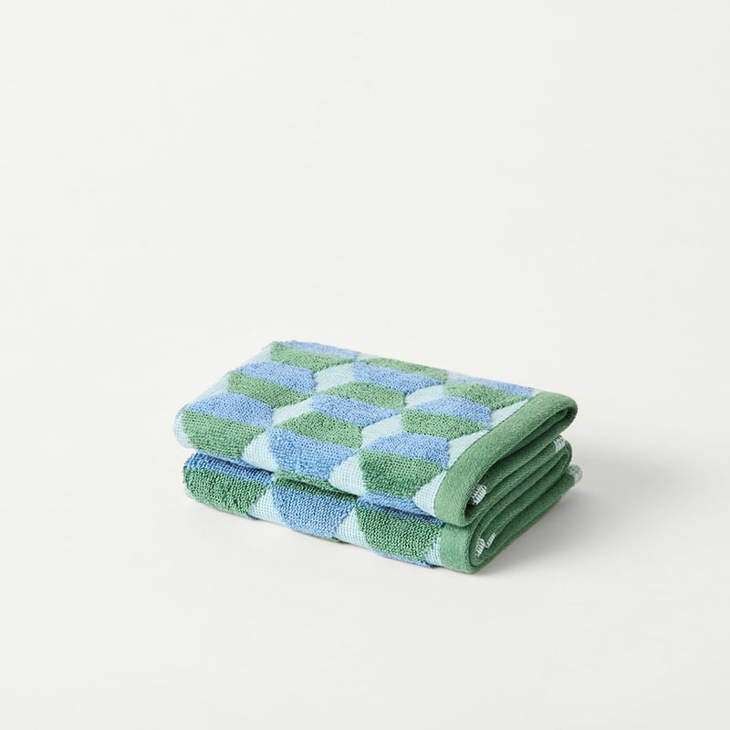 Geo Blue & Green Towel Range