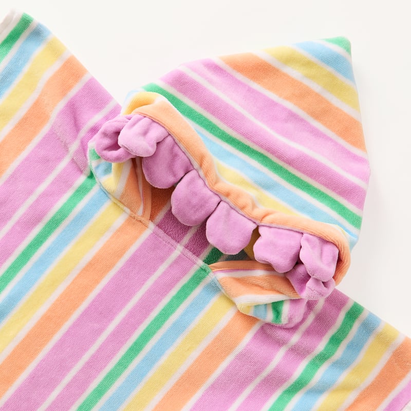 Kids Daisy Stripe Beach Hooded Towel