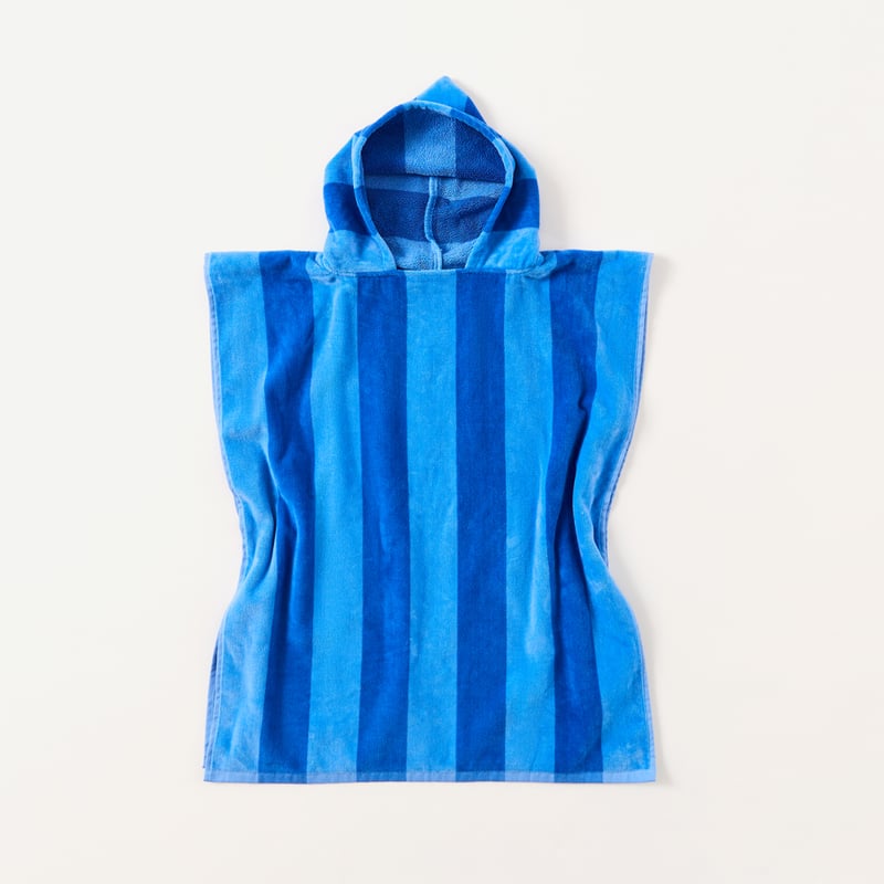 Kids Blue Stripe Beach Hooded Towel