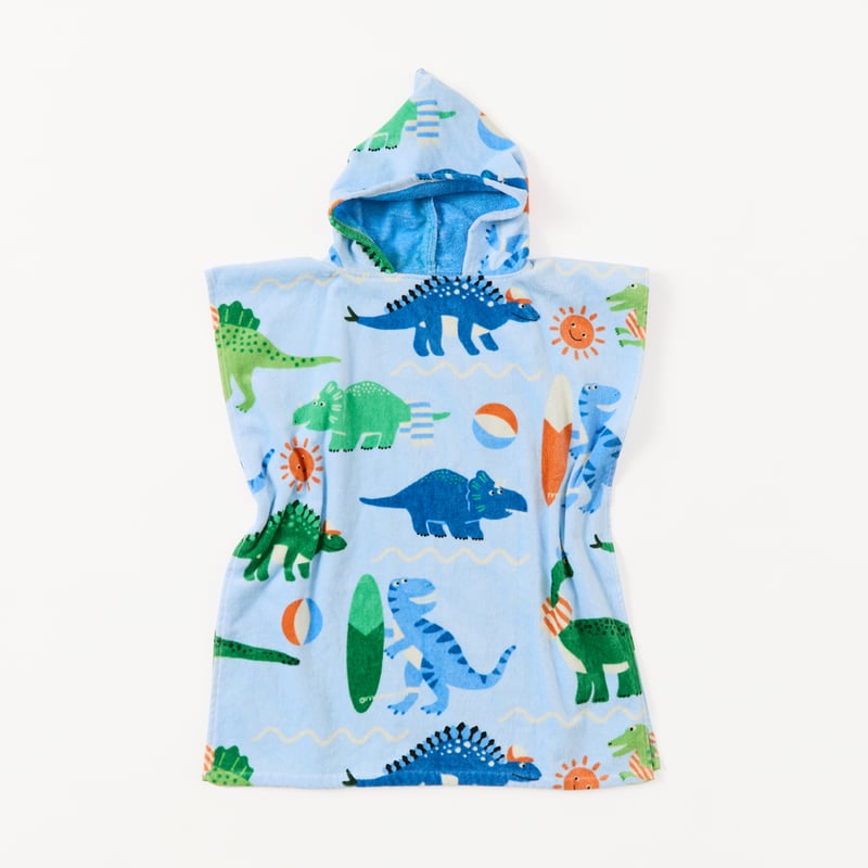 Kids Dino Surf Beach Hooded Towel 