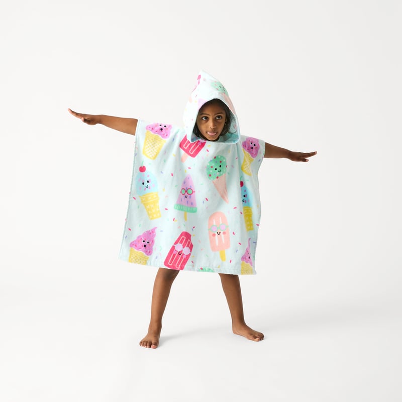Kids Ice Cream Party Beach Hooded Towel