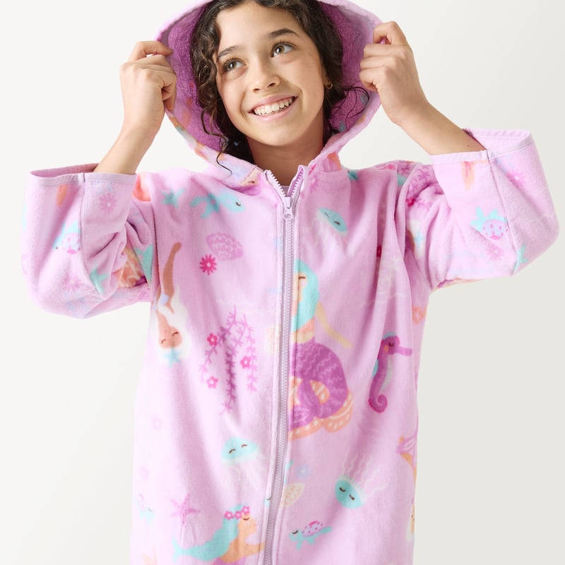 Kids Mermaid Wonder Zip Up Hooded Towel