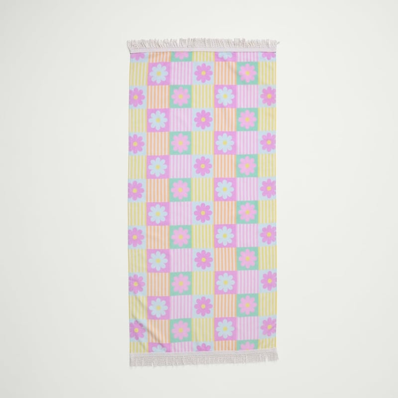 Kids Daisy Check Beach Towel