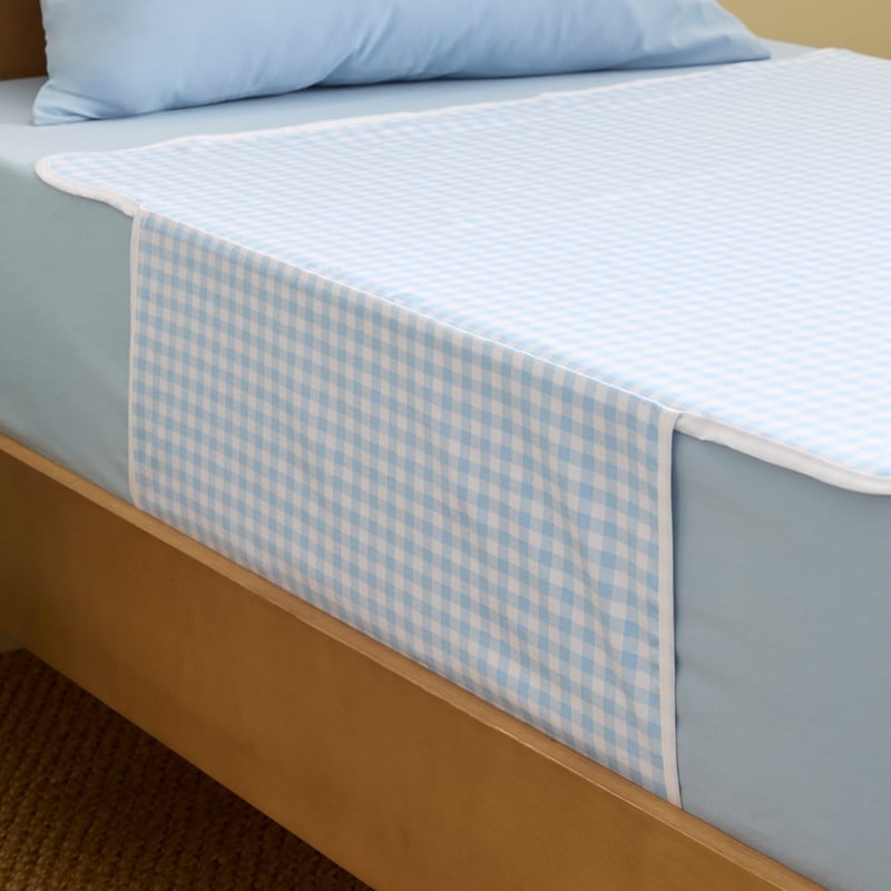 Kids Bed Waterproof Blue Gingham Top Sheet Protector