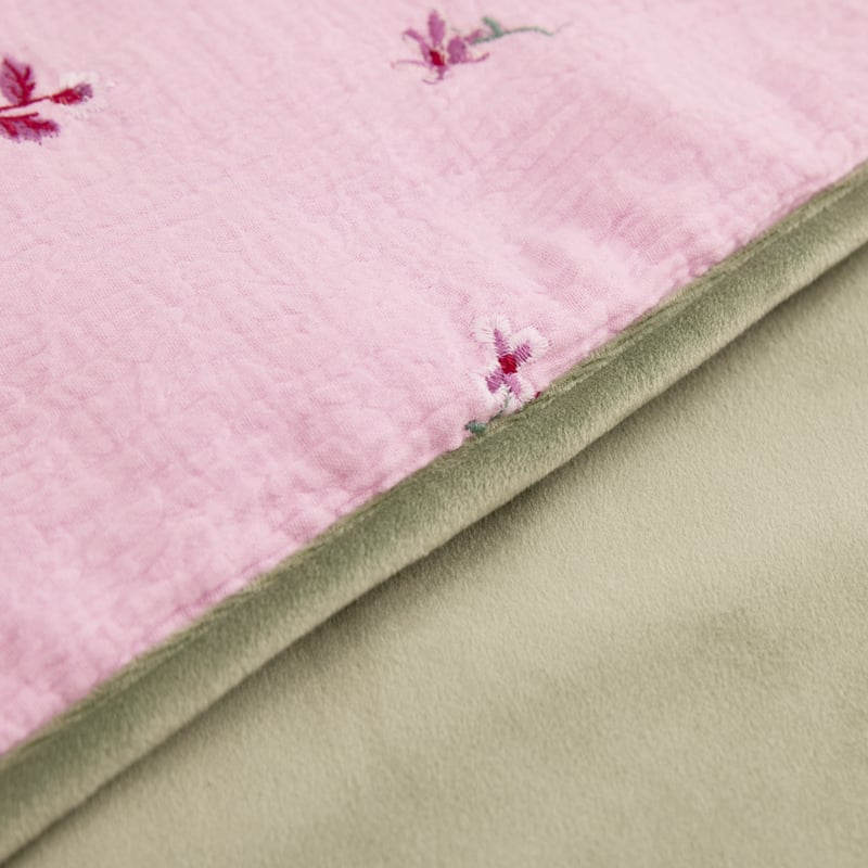 Velvet Berry Floral Embroidered Coverlet