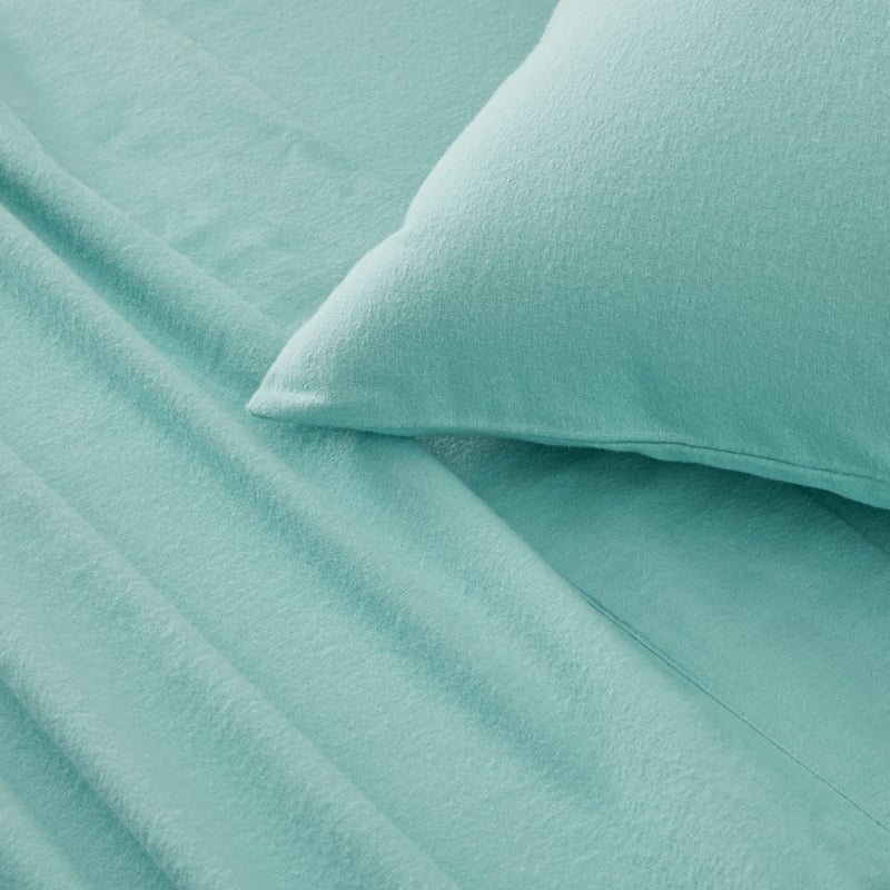 Flannelette Plain Dye Aqua Sheet Set