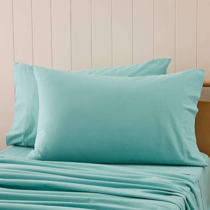 Flannelette Plain Dye Aqua Sheet Set