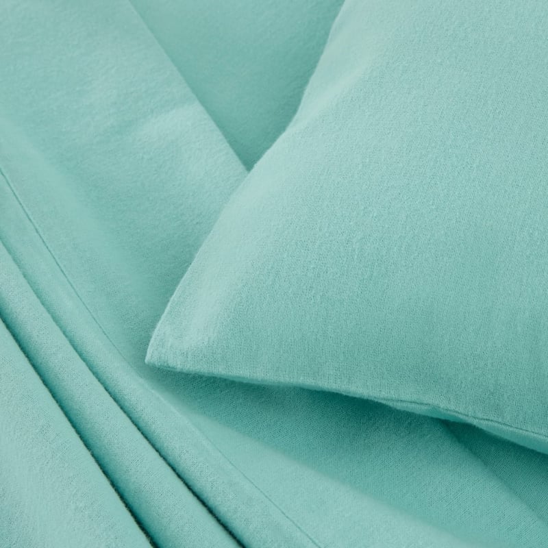 Flannelette Plain Dye Aqua Cot Sheet Set