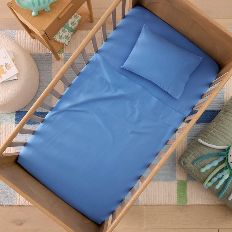 Flannelette Plain Dye Blue Cot Sheet Set