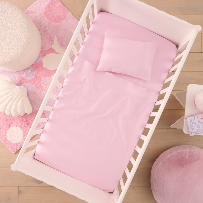 Flannelette Plain Dye Pink Cot Sheet Set