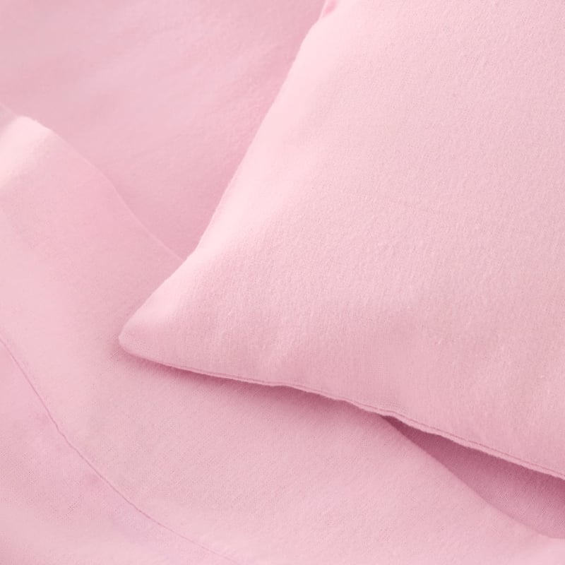 Flannelette Plain Dye Pink Cot Sheet Set
