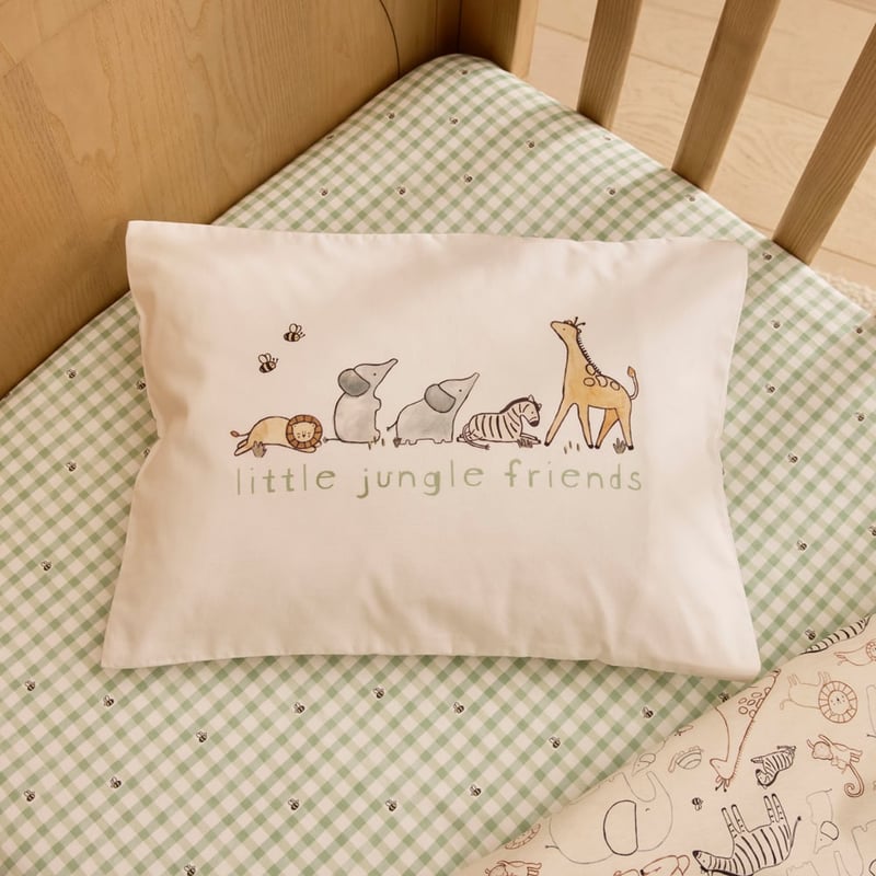 Little Jungle Friends Text Cot Pillowcase