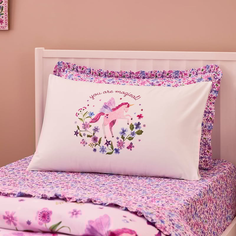 Meadow Unicorn Text Pillowcase