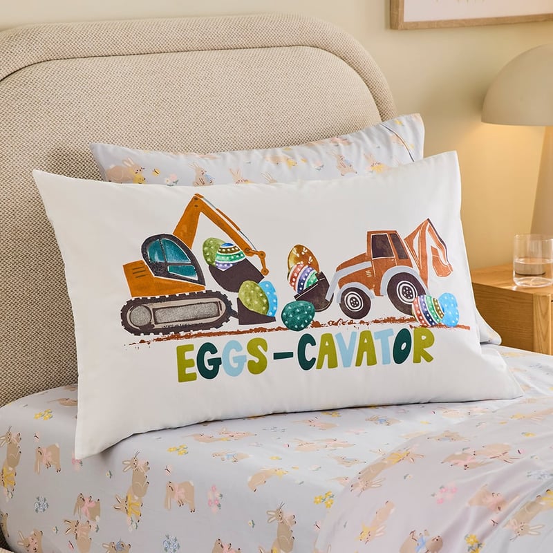 Eggs-Cavator White Pillowcase