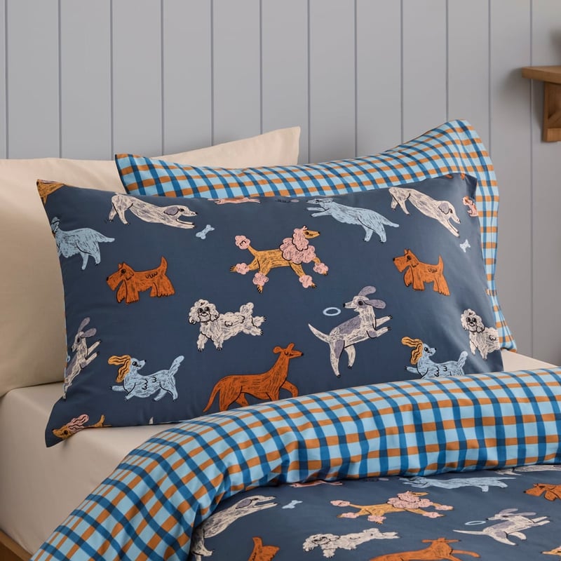 Puppy Friends Navy Quilt Cover Set