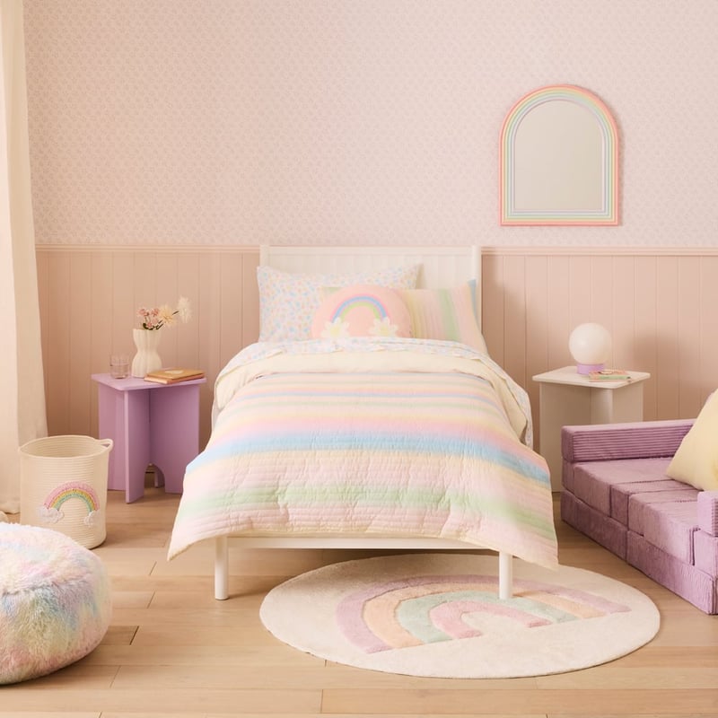 Ombre Quilted Rainbow Quilt Cover Set