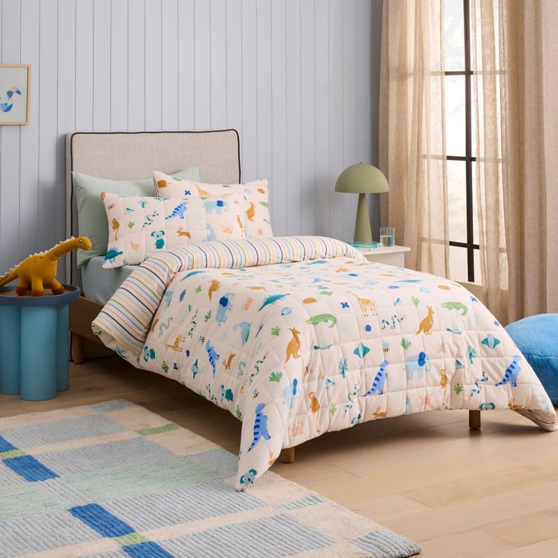 Creatures Natural Jersey Quilted Quilt Cover Set