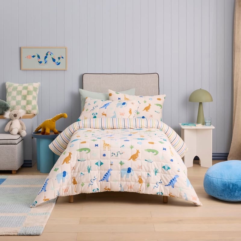 Creatures Natural Jersey Quilted Quilt Cover Set