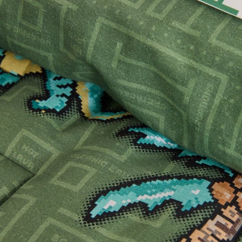 Gaming Dino Green Quilted Quilt Cover Set