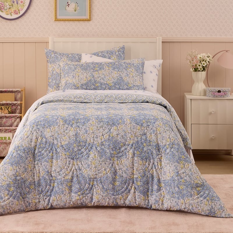 Heirloom Lenni Blue Quilted Quilt Cover Set
