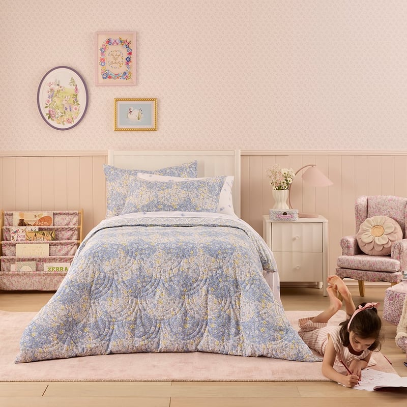 Heirloom Lenni Blue Quilted Quilt Cover Set