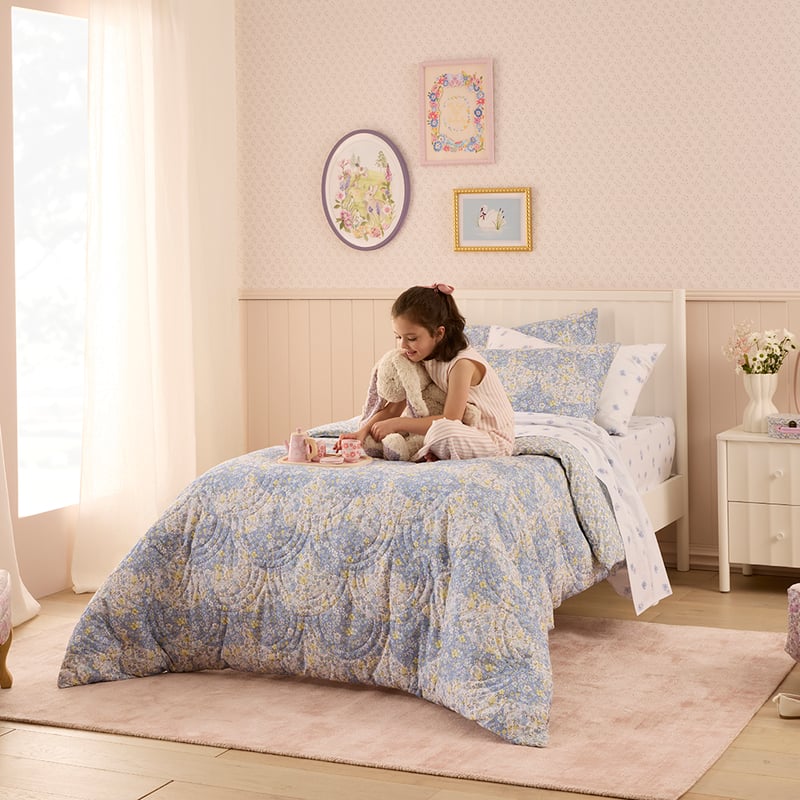 Heirloom Lenni Blue Quilted Quilt Cover Set