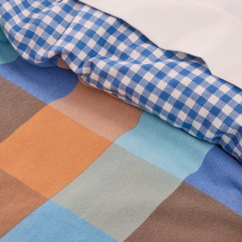 Parker Check Blue Flannelette Quilt Cover Set