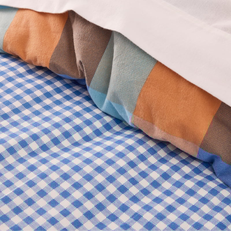 Parker Check Blue Flannelette Quilt Cover Set