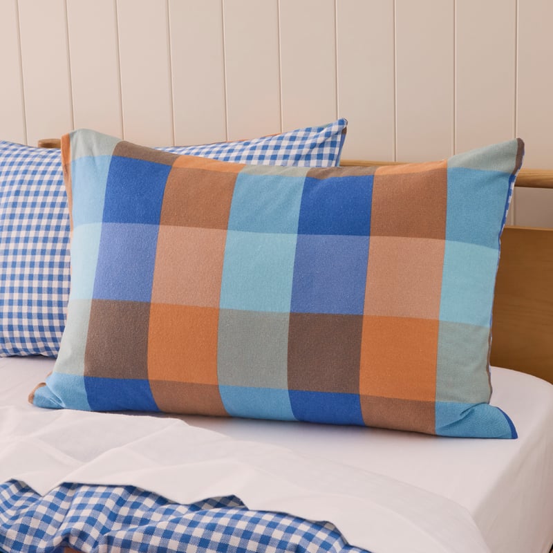 Parker Check Blue Flannelette Quilt Cover Set