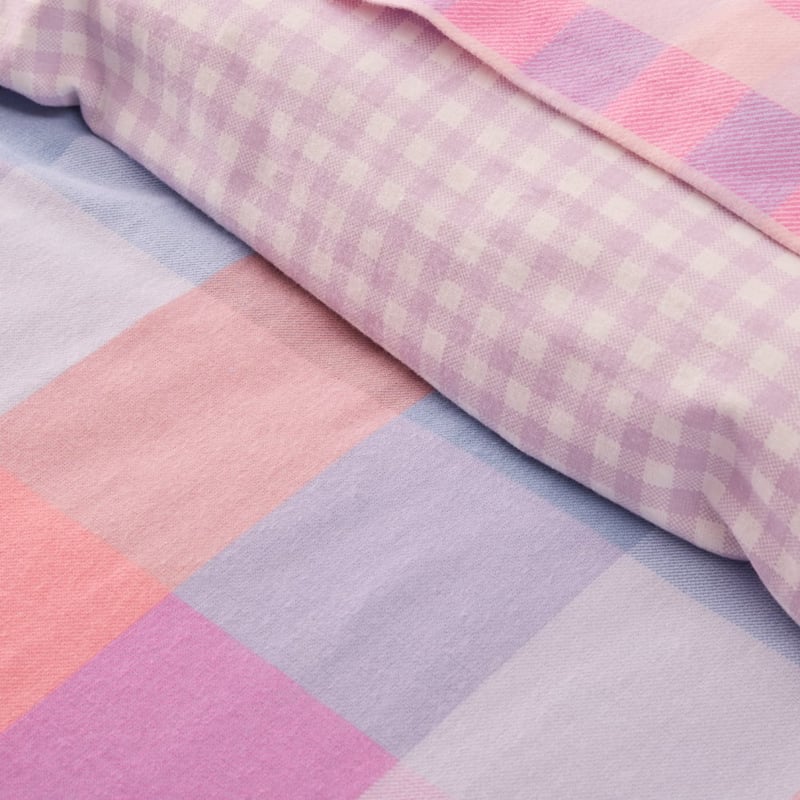 Parker Check Pink Flannelette Quilt Cover Set
