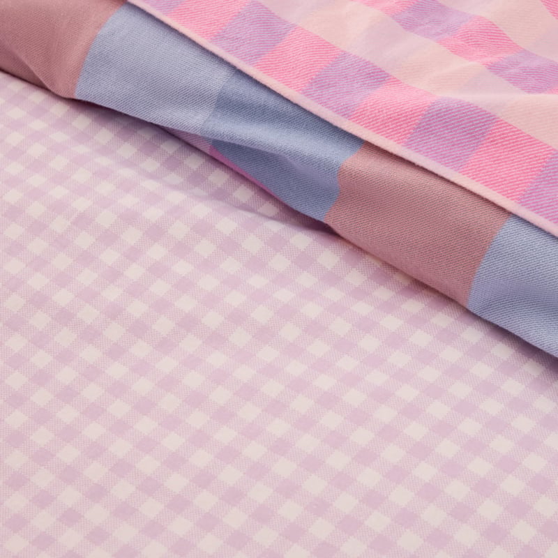 Parker Check Pink Flannelette Quilt Cover Set