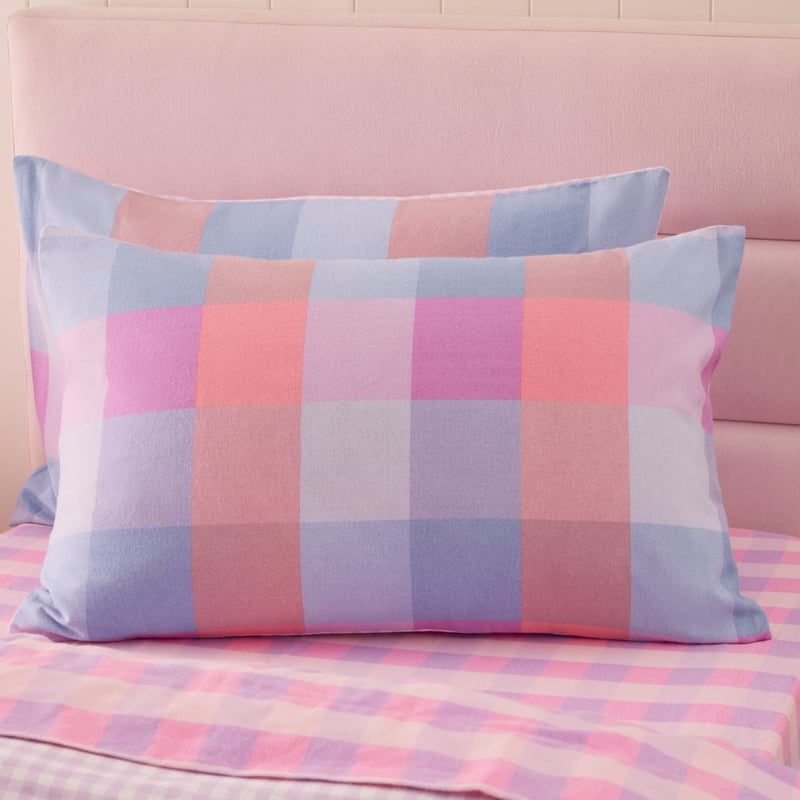 Parker Check Pink Flannelette Quilt Cover Set
