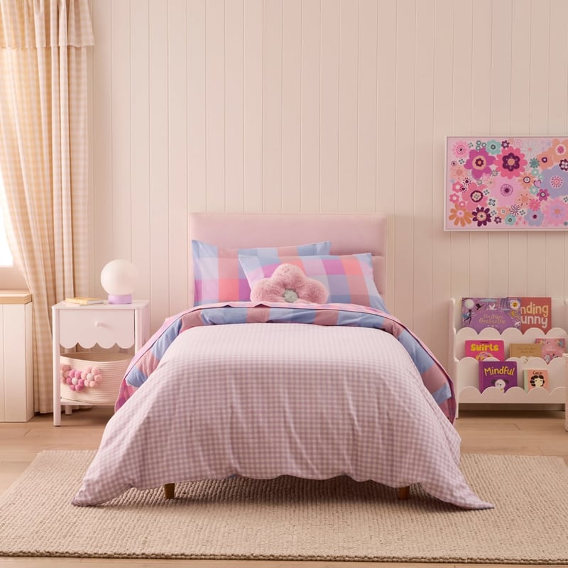 Parker Check Pink Flannelette Quilt Cover Set