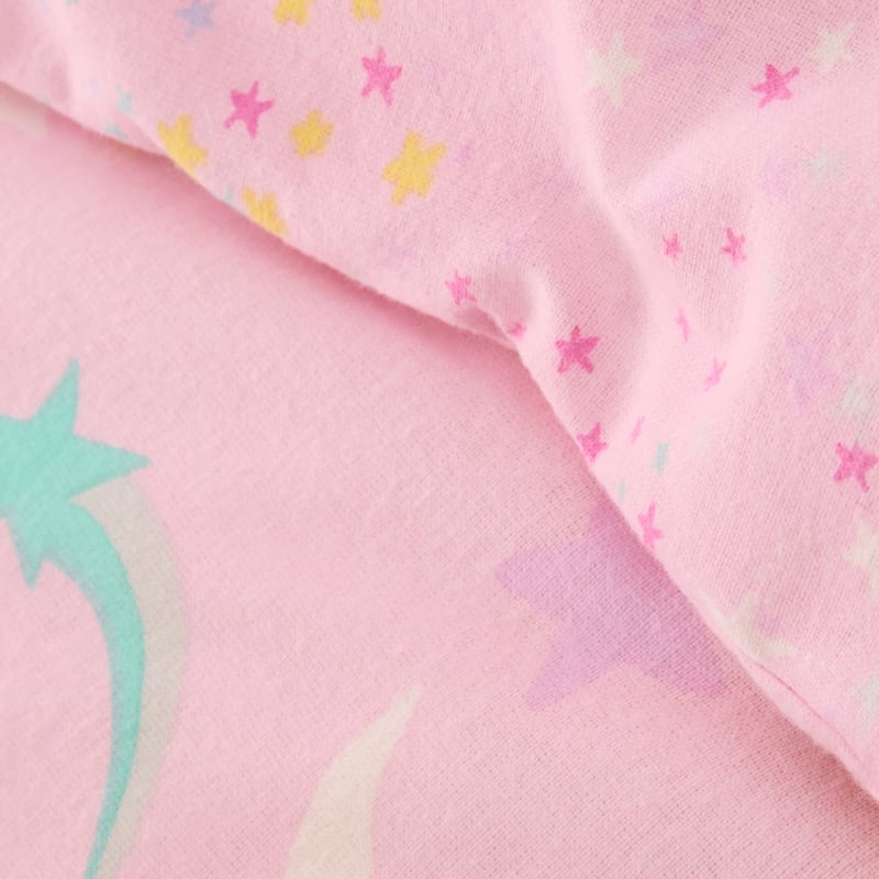 Magical Unicorn Pink Flannelette Cot Quilt Cover Set