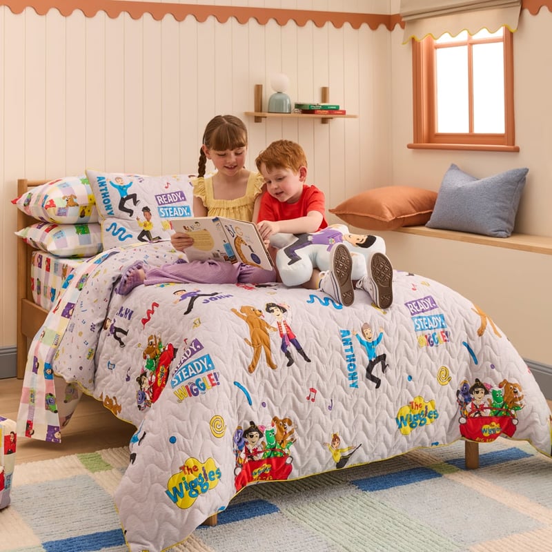 The Wiggles Grey Marle Quilted Quilt Cover Set