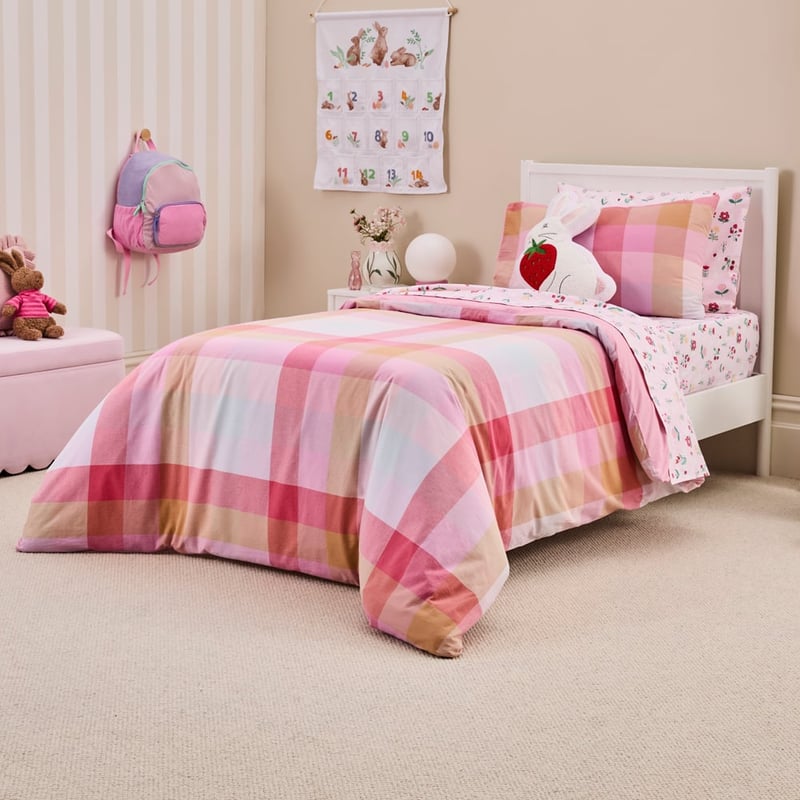 Emerson Yarn Dyed Pink Check Quilt Cover Set