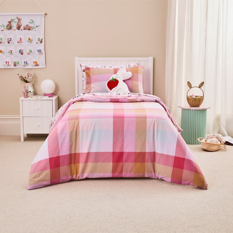 Emerson Yarn Dyed Pink Check Quilt Cover Set