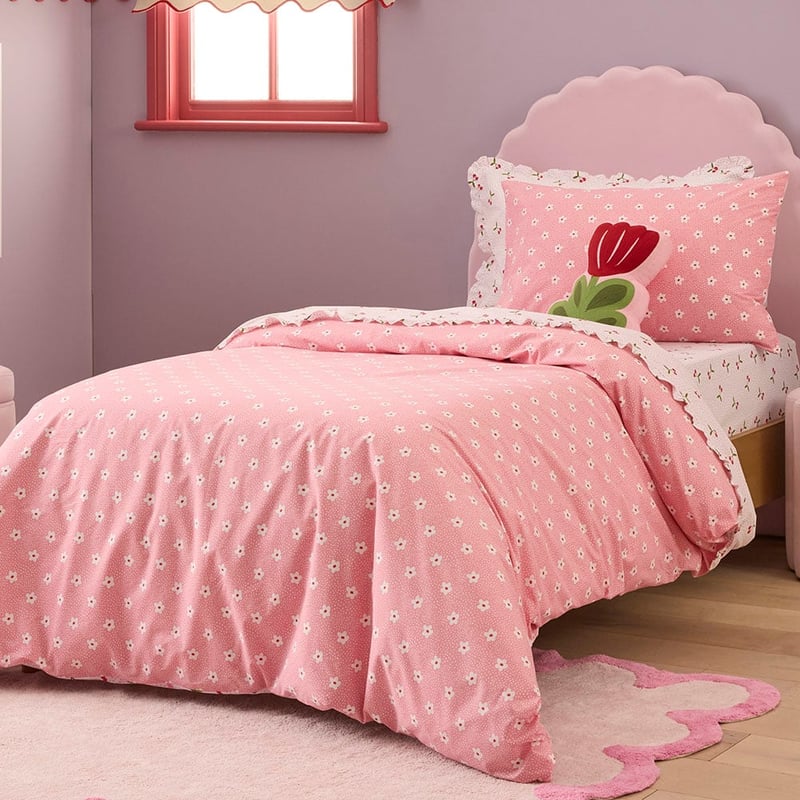 Cherry Tulip Pale Pink Velvet Quilt Cover Set