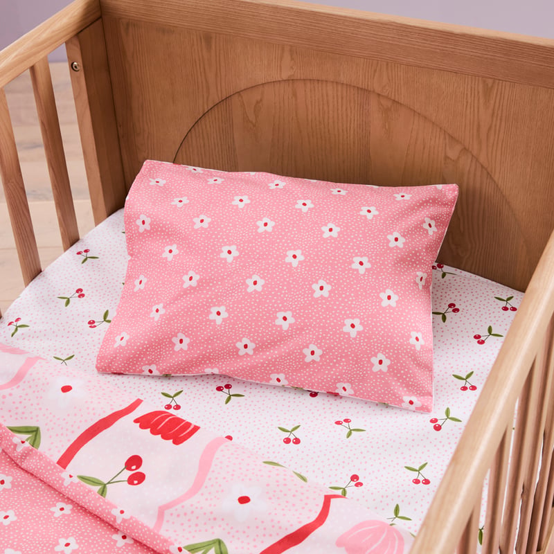 Cherry Tulip Pale Pink Velvet Cot Quilt Cover Set