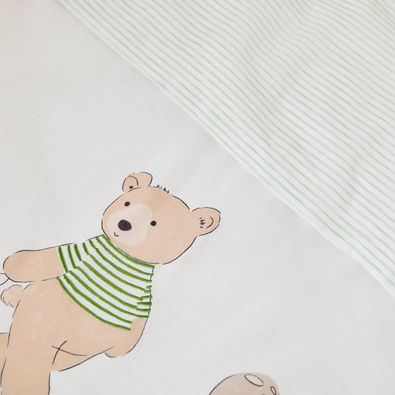 Teddy Bear Love Jersey White Cot Quilt Cover Set 
