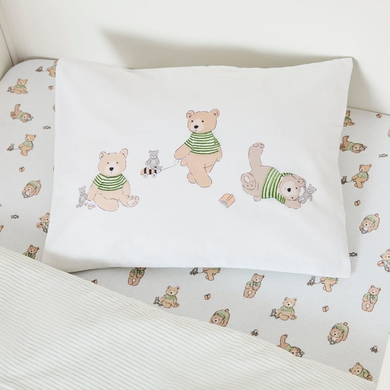 Teddy Bear Love Jersey White Cot Quilt Cover Set 