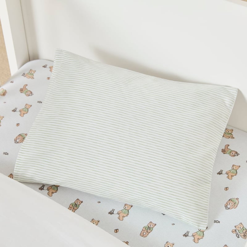 Teddy Bear Love Jersey White Cot Quilt Cover Set 