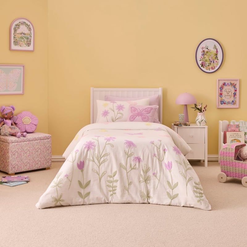 Butterfly Garden Off White Quilt Cover Set