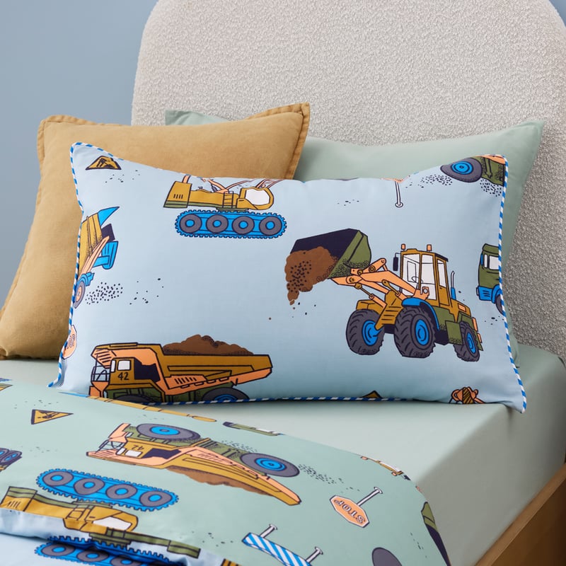 Truck Transport Blue Quilt Cover Set
