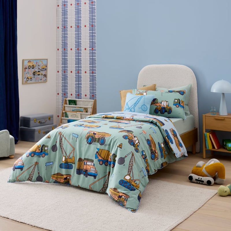 Truck Transport Blue Quilt Cover Set