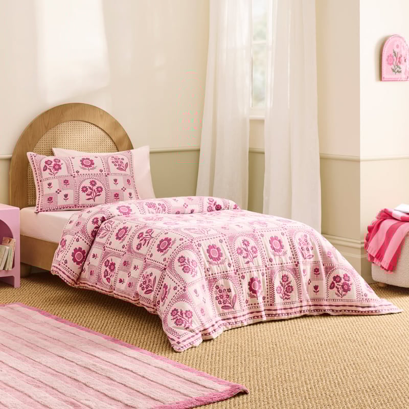 Freya Floral Rose Jacquard Quilt Cover Set