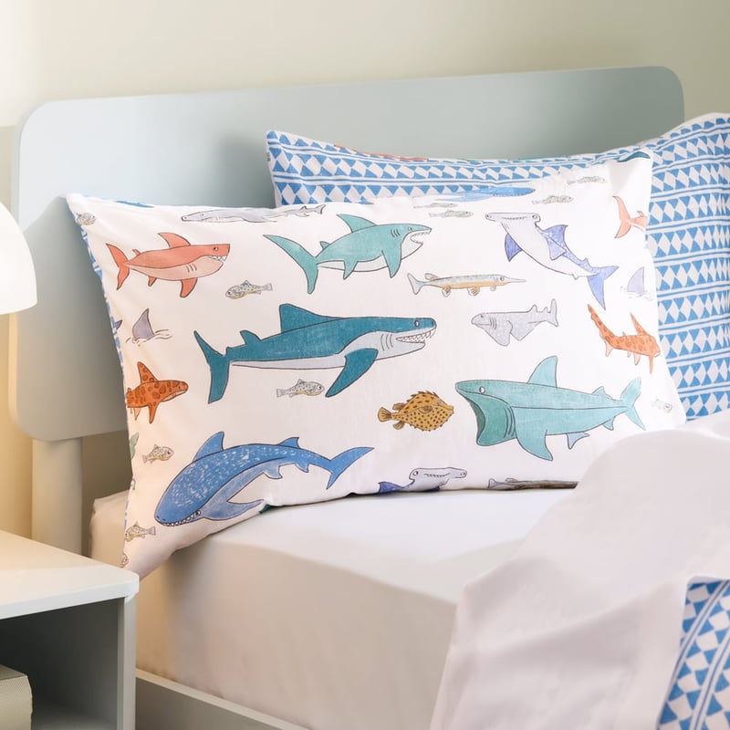 Stonewashed White Shark Face Quilt Cover Set